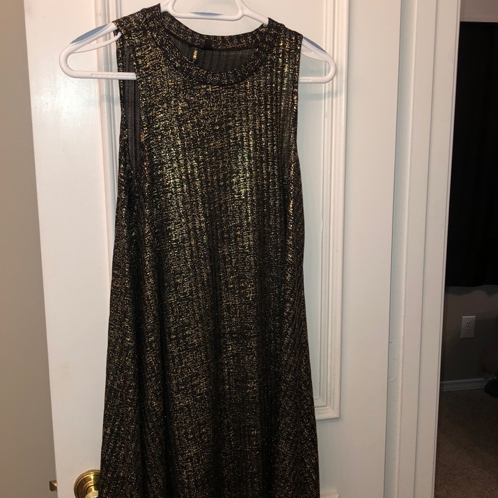 Gold and black t shirt dress